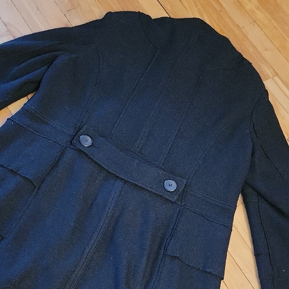 Laura Plus Elegant Black Double-Breasted Pea Coat 50% Wool - Picture 7 of 15